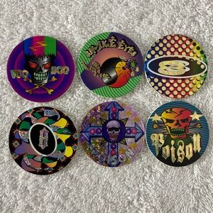 Vintage Poison POGs Collectible Holographic POGs x6